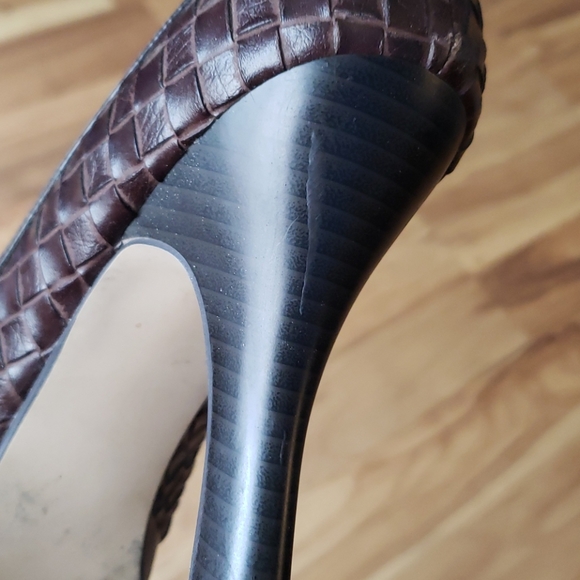 Madden Girl Lowla open toe bow brown weave heels Size 7 - Picture 4 of 11